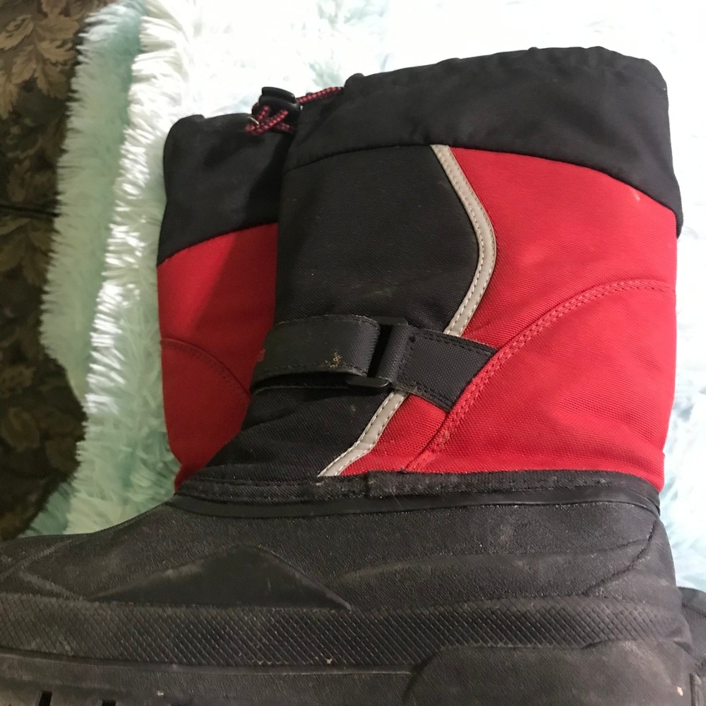 L.L. BEAN Kids DCR841 Black & Red Mid Calf Winter Boots With Liner Big Kids 6